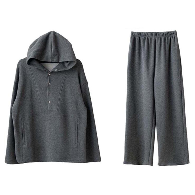 Sister Fara – pull à capuche pour femme, ensemble deux pièces + pantalon élastique à jambes larges, ample, décontracté, nouvelle collection printemps-automne