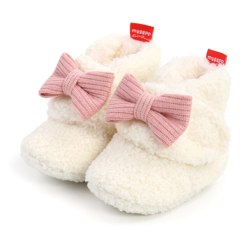 New Autumn Winter Newborn Fashion Baby Girls Boots Princess Bow-Knot Boot Plush Warm Kids Shoes Candy Colors