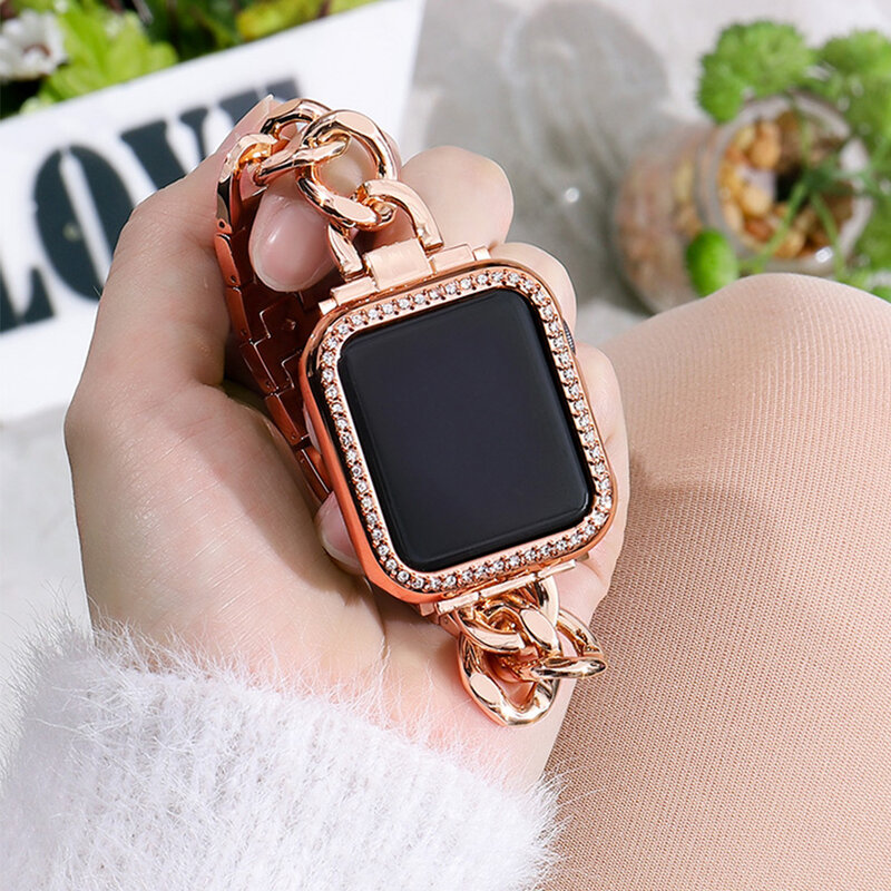 Diamond Bumper Beschermhoes Voor Apple Horloge Cover Serie 7 Se 65432 38Mm 42Mm Voor Iwatch 40Mm 44Mm Smart Armband Accessoires