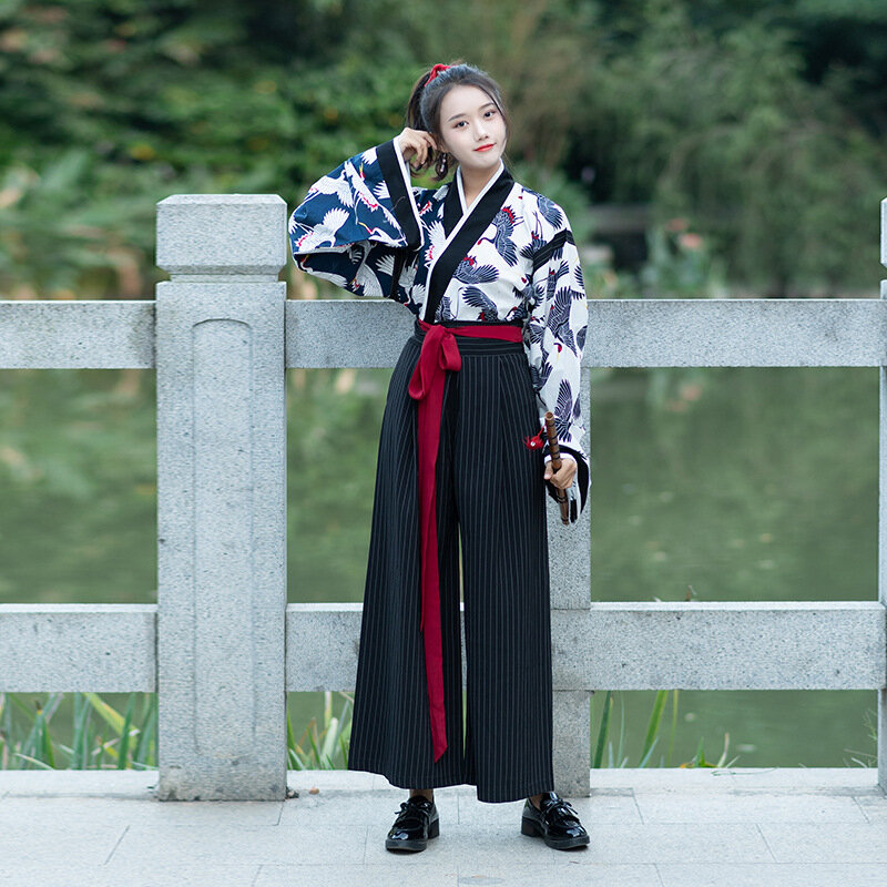 Calças cantar femininas chinesas melhoradas, terno diário com manga larga, roupas em estilo chinês