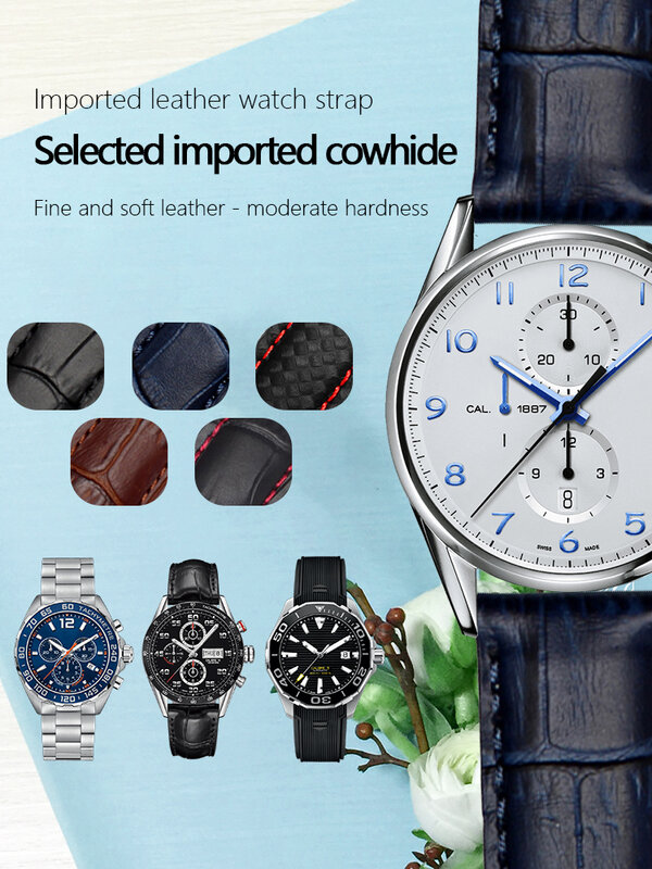 Horlogeband Lederen Band Voor Carrera5 Business Horlogebandje Galaxy Gear S3 19Mm 20Mm 22Mm Blauw Bruin man Vouw Buckle