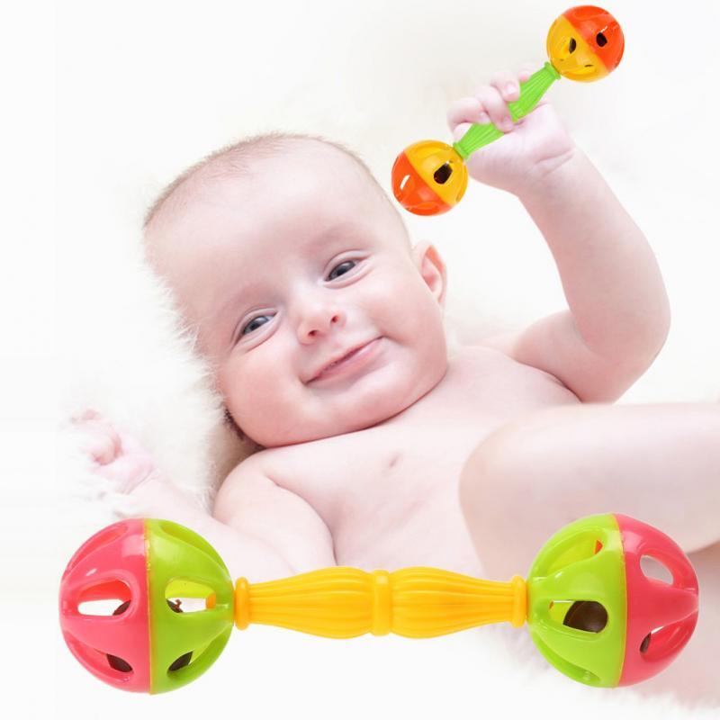 1PCS Baby Rattles Toy Food Grade Teething Rattle Plastic Hand Bell Educational Baby Early Development Toy For 0-3 Years