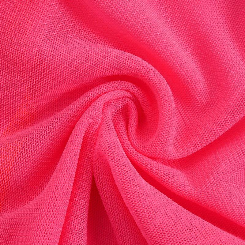Blusa Sexy de manga larga para primavera y verano, camisa de malla transparente con estampado de neón para mujer, camisetas rosas, 2020