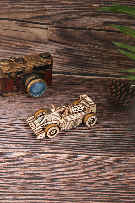 Uguter-Juego de construcción de coche de carreras en madera para niños y adultos, rompecabezas clásico 3D de madera, 100 piezas, regalo para niños y adultos, T709