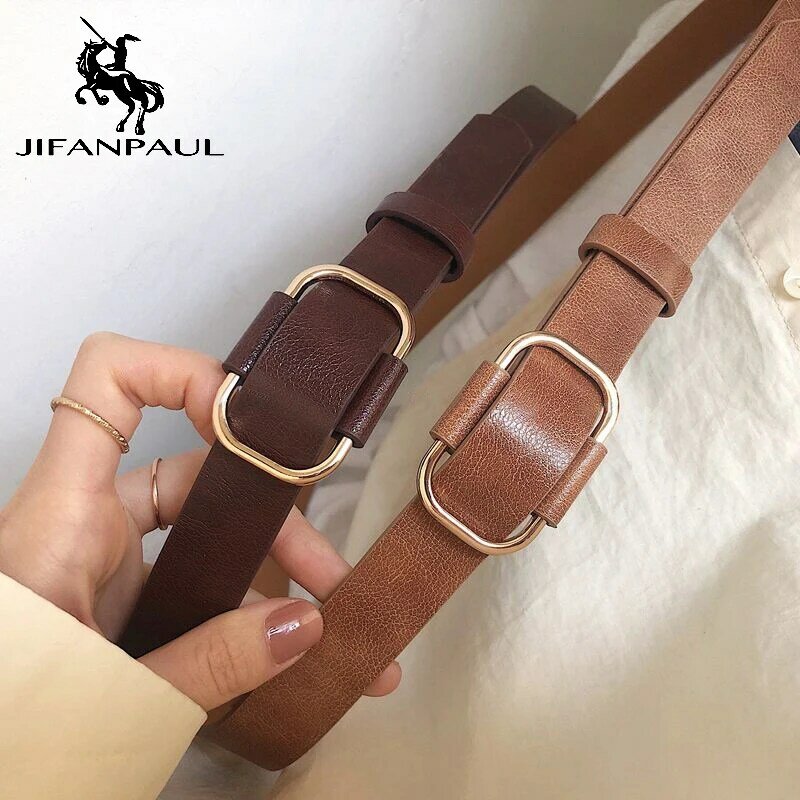 JIFANPAUL Ladies luxury brand retro belt new hollow fashion alloy pin buckle with student jeans punk leather belt free shipping