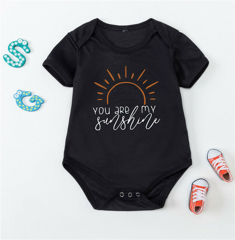 Nieuwe Aankomen Wit Pasgeboren Romper Outfits Sunshine Letters Print Baby Jumpsuits 0-24Months Zomer Kleding Kids Rompers Tees