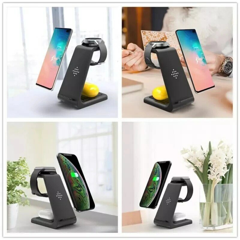 15W Qi Wireless Charger 3 In 1 Fast ชาร์จสถานีสำหรับ iPhone 12 11 XS XR X 8 apple IWatch SE 6 5 4 3 AirPods Pro Pad