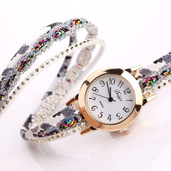 Часы для женщин Популярные кварцевые наручные Часы браслет Часы роскошный браслет с блестками цветы драгоценный камень наручные Часы