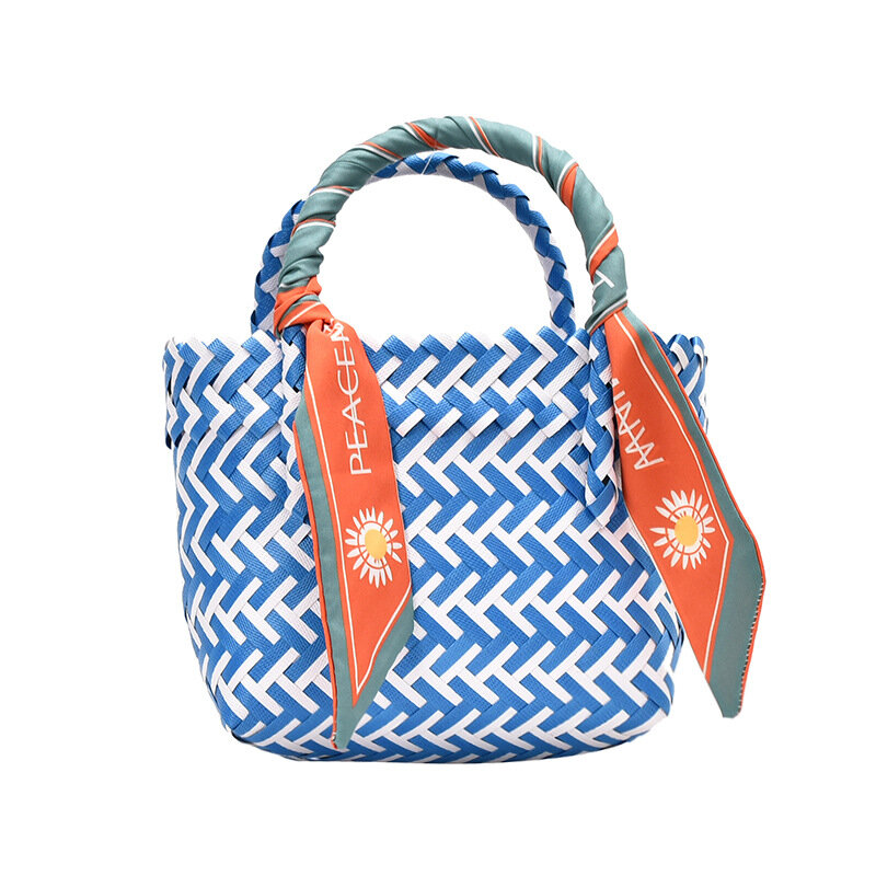 Плетеная корзина для овощей, новинка 2022, модная летняя сетчатая популярная модная сумка знаменитости, пляжная сумка в западном стиле