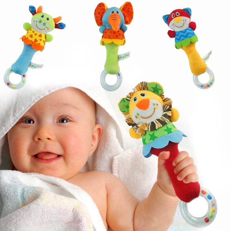 Palo de mano divertido para niños pequeños, juguete de bebé de felpa, sonajero de dentición, mordedor de desarrollo de mano