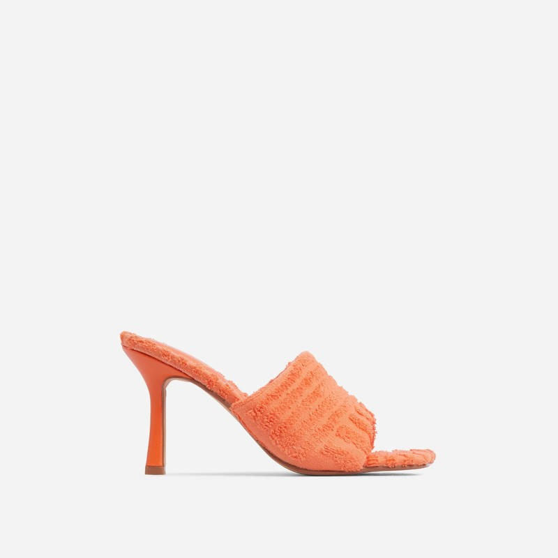 Pantofole da donna con tacco alto pantofole estive tinta unita sandali con tacco quadrato a testa quadrata sandali con tacco sandali casual