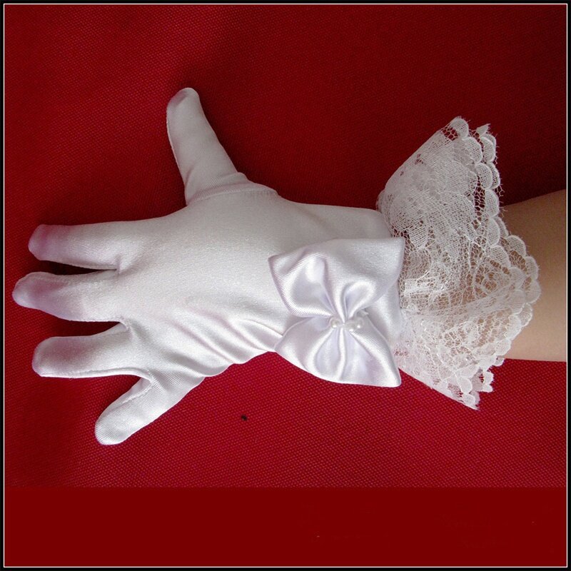 สาวสีขาวเด็กอุปกรณ์เสริม Communion เจ้าสาวงานแต่งงาน Full Finger ถุงมือ