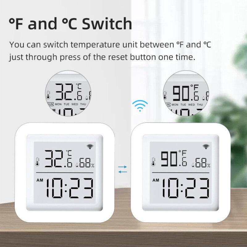 مع شاشة LCD لاسلكية واي فاي استشعار درجة الحرارة USB دعم الطاقة تويا Smartlife smartiot التطبيق أليكسا جوجل الرئيسية صوت
