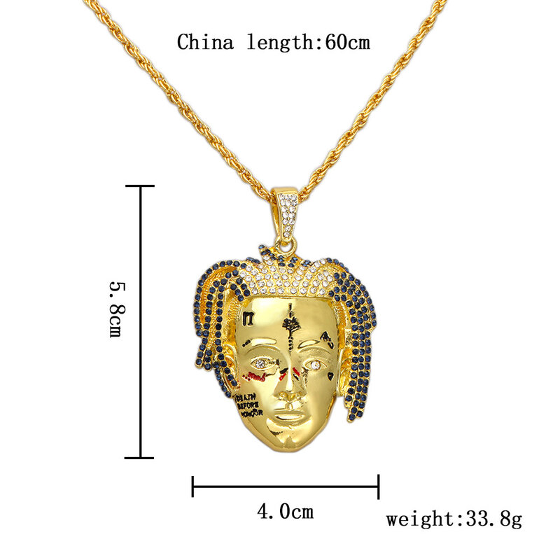 Collier avec pendentifs en or pour hommes et femmes, bijoux Hip Hop, à la mode, longue chaîne de déclaration