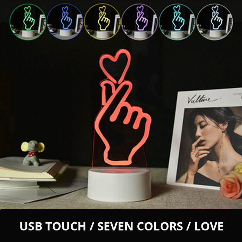 Luces LED 3D USB creativas, novedad, lámpara de noche, ilusión 3D, lámpara de mesa para el hogar, regalo de Navidad, luz decorativa