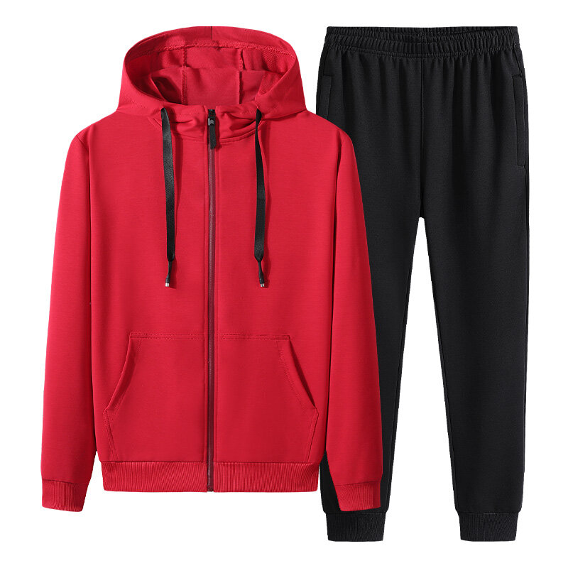 New Mens Sportswear Sets Spring Autumn Tracksuit Two Pieces Cotton Set Hooded Coat + Pants Male Casual Clothing Asian Size M-3XL
