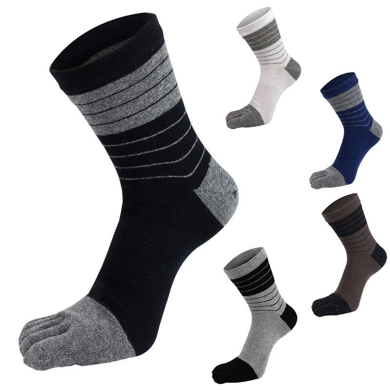 New Five Finger Socks For Man Combed Cotton Colorful Breathable Sweat Deodorant Antibacterial Fashion Sport Socks With Toes
