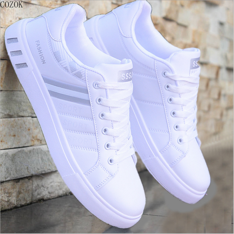 Białe buty obuwie letnie nowe modne płaskie oddychające sneakersy lekkie buty męskie tenisówki obuwie biznesowe