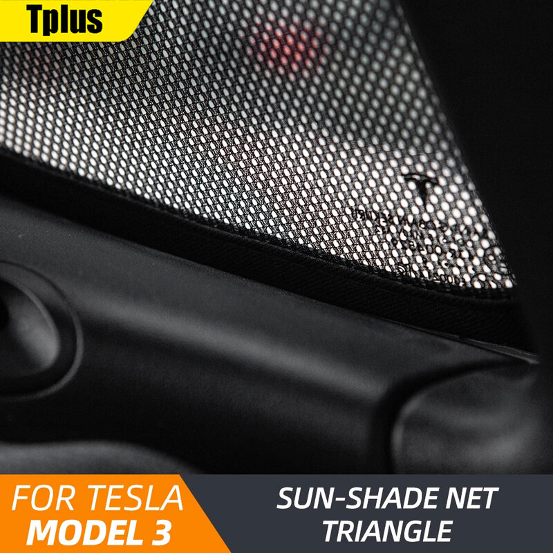 Tplus 자동차 창문 삼각형 차양 네트 테슬라 모델 3 차양 액세서리 인테리어 차양 프로텍터 모델 3