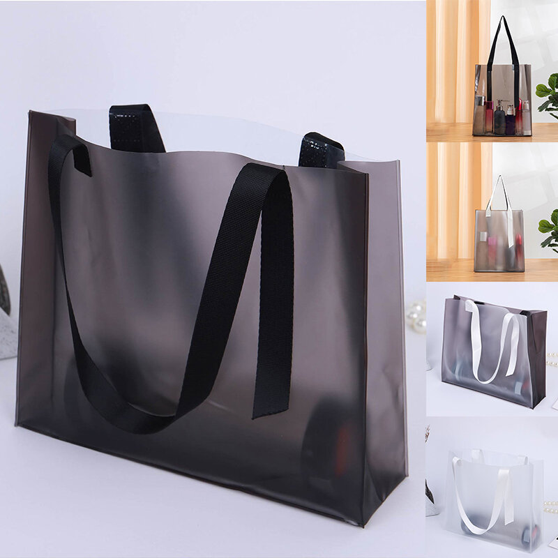 Transparent Waterproof Shopping Bags Storage Sack High Quality Tote Bags Frosted Plastic Bags Simplicity Gift Bags