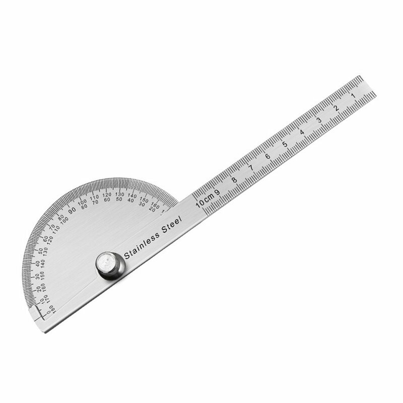 Transferidor de 180 graus, medidor de ângulo de aço inoxidável, ajustável, multifuncional, régua de semicírculo, ferramenta de medição de matemática 100/150mm