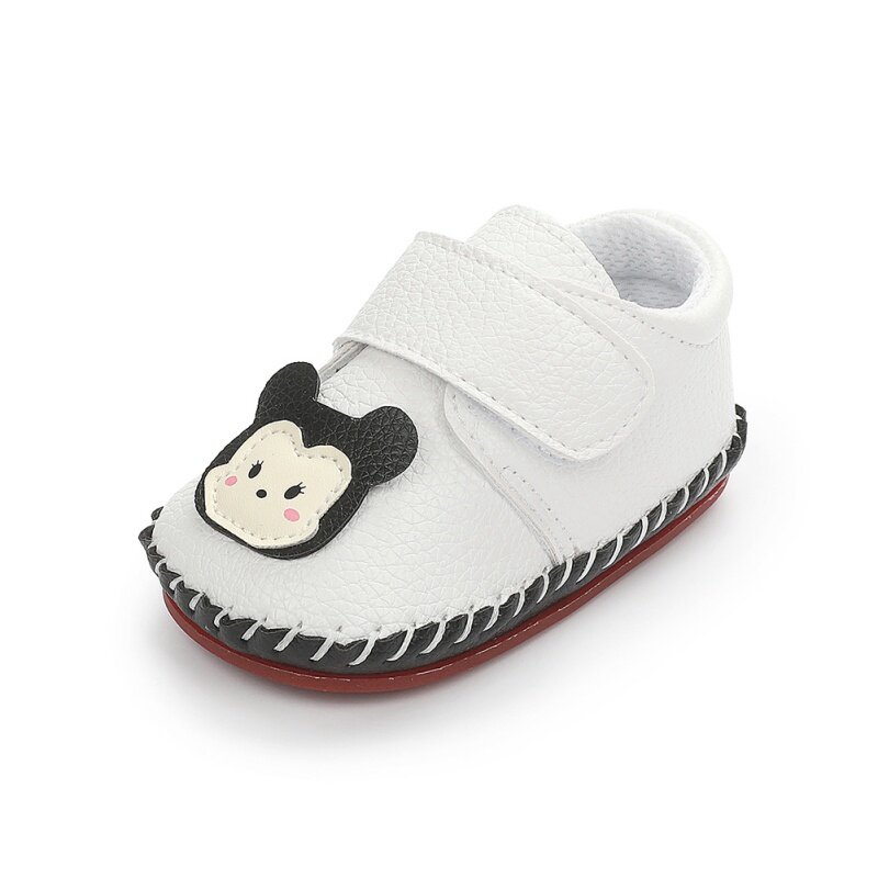 Zapatos antideslizantes para bebés recién nacidos, zapatillas suaves con estampado de dibujos animados, de PU, para primeros pasos, de 0 a 18 meses
