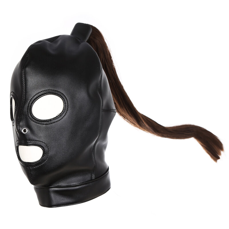Sex Adult Products SM Sex Toy BDSM Mask Female Leather Head Mask with Wigs Cosplay Sexy Costumes slave Props Adult Games