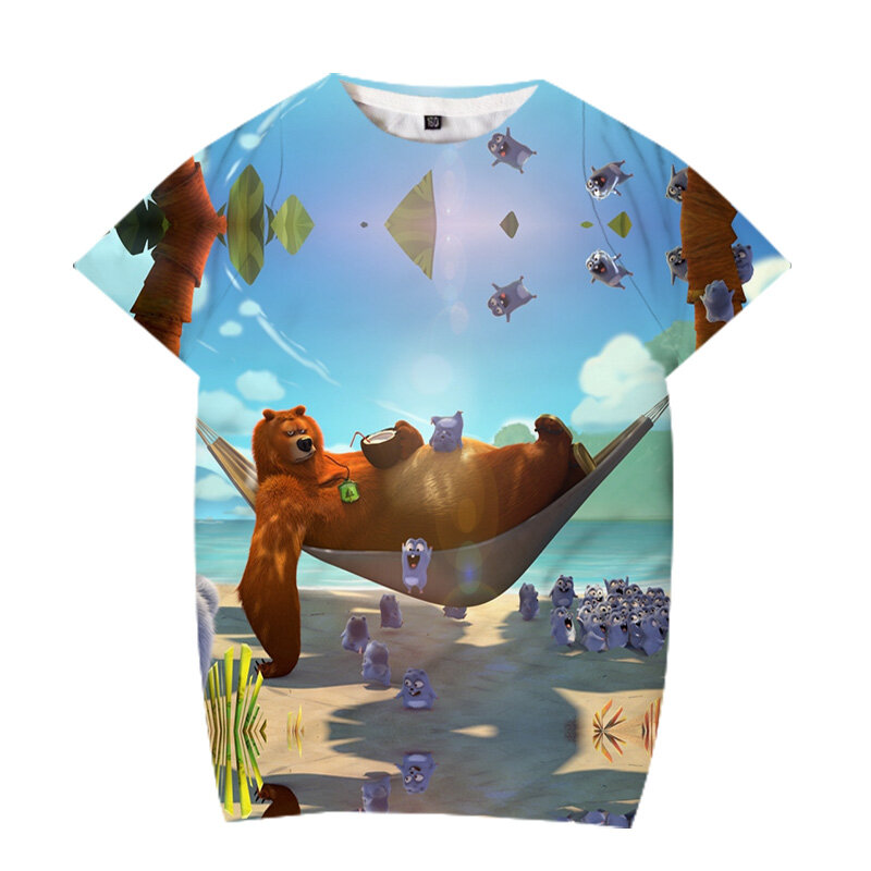 الصيف الاطفال بلايز أشعة الشمس أشيب الدب طباعة ثلاثية الأبعاد Camisetas الاطفال الملابس الجدة تي شيرت للفتيات T قميص الفتيان Lemmings T قميص