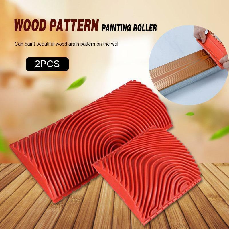 2Pcs/set Rubber Roller Brush Imitation Wood Graining Wall Painting Home Decoration Art Embossing DIY Brushing Painting Tools