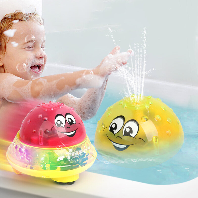 목욕 장난감 스프레이 물 빛 샤워 수영장과 함께 회전 아기 유아 수영 파티 욕실 LED 라이트 완구