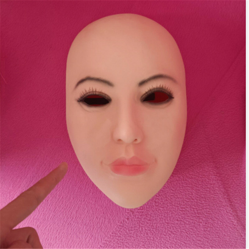 2021New Grappig Realistische Vrouwelijke Masker Voor Halloween Menselijk Vrouwelijke Masquer Jurk Hoofd Gezicht Hood Sexy Meisje Crossdress Kostuum Cosplay