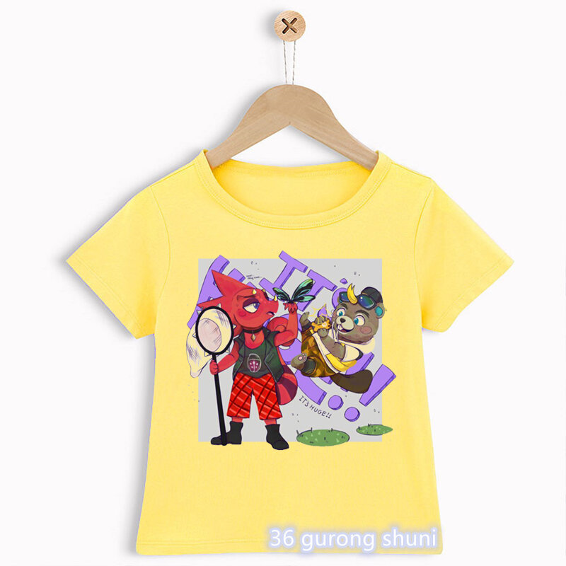 New arrival 2021 children's thsirt funny cat fish graphic boys clothes summer toddler baby t shirt cute boys t-shirt yellow tops