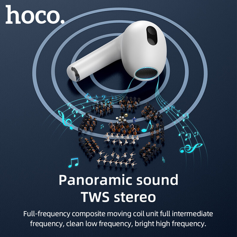 Hoco EW09 Earphone Nirkabel Bluetooth 5.1 TWS Earbud Headset Stereo dengan Mikrofon Earphone Musik Bebas Genggam In-Ear dengan Kotak Pengisi Daya