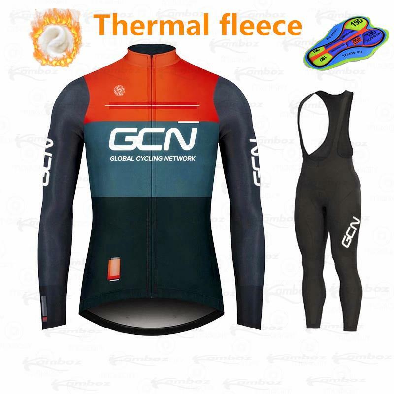 2021 nowy GCN jazda na rowerze zestawy Jersey zima polar z długim rękawem rower górski jazda na rowerze odzież wyścigi rower MTB ubrania nosić garnitury