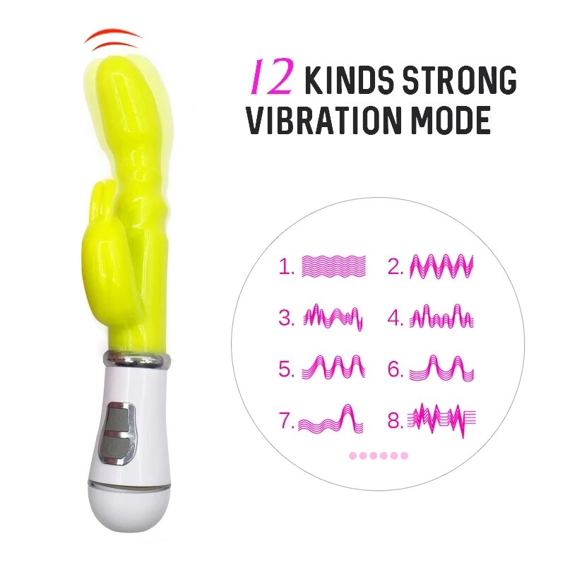 12 Modes Vagina G Spot Dildo Double Rod Masturbation Rabbit Vibrator Sex Toys for Woman Adults Erotic Product Vibrator for Women
