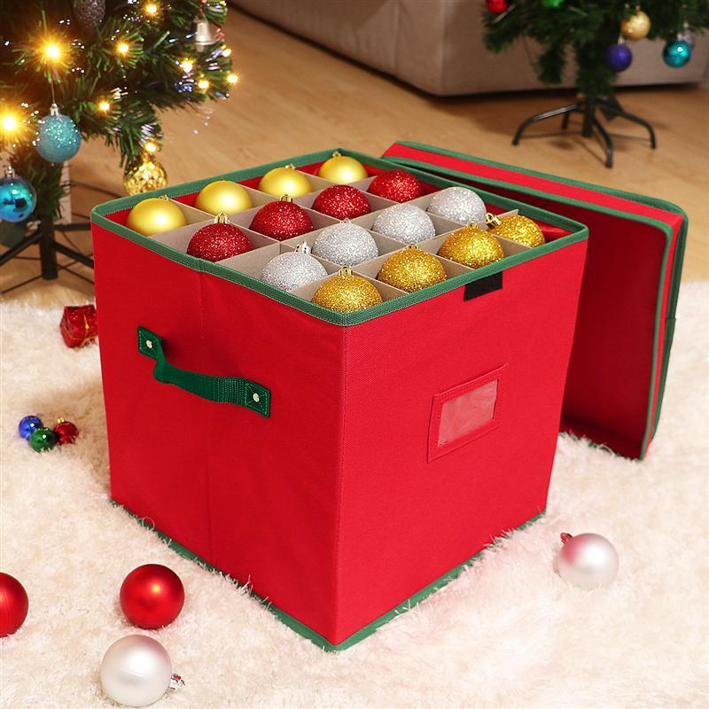 Bombki do przechowywania pudełko z pokrywką pojemnik do przechowywania utrzymuje 64 ozdoby świąteczne Organizer Natal Navidad 2020 (uwaga: tylko pudełko)