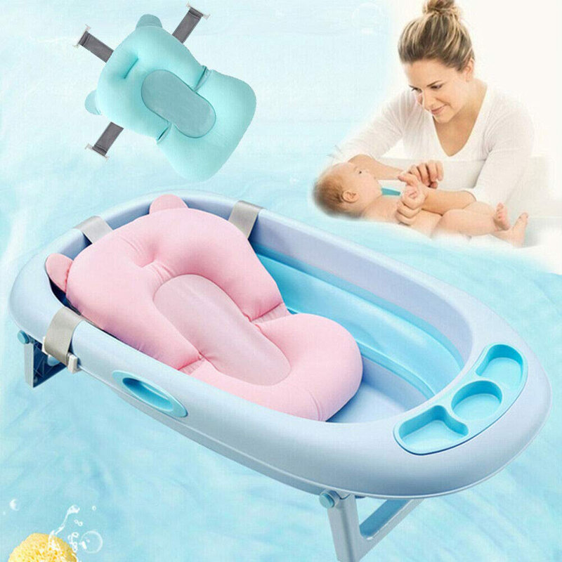 Banheira de chuveiro do bebê almofada de banheira antiderrapante suporte de assento de banheira de segurança recém-nascido almofada de apoio de banho dobrável macio travesseiro