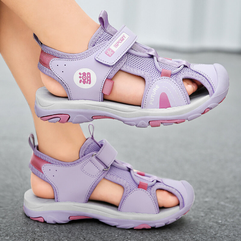 Novo 2021 sandálias de verão crianças meninos sapatos casuais crianças sola macia antiderrapante moda luxo meninas tênis apartamentos descalços para