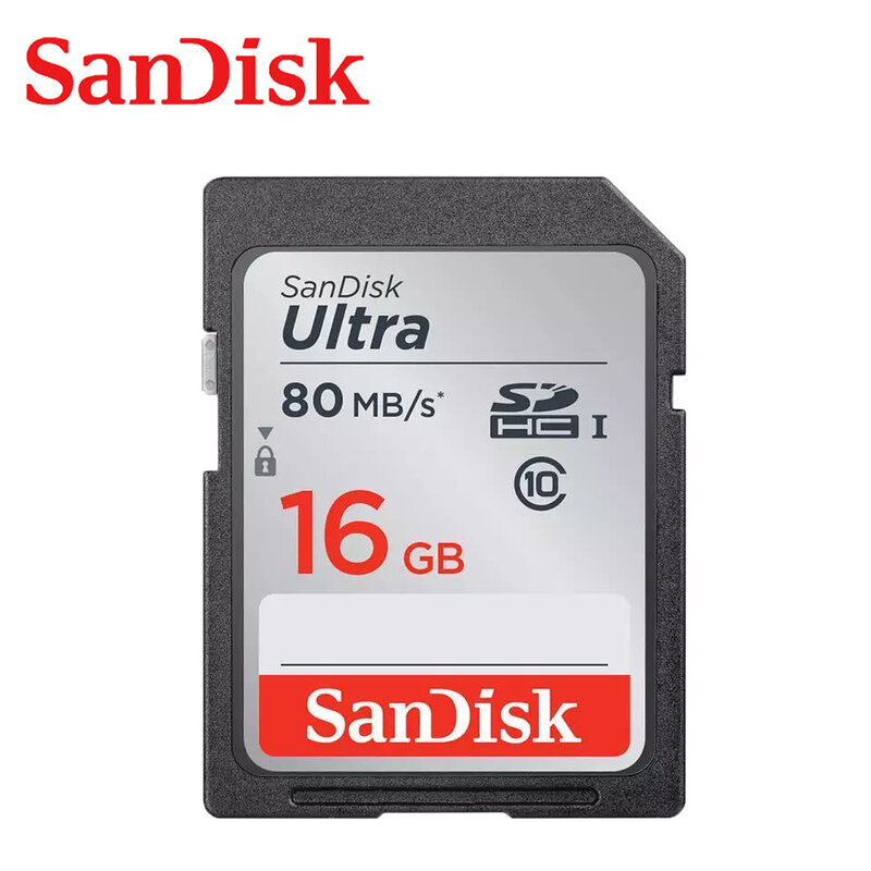 SanDisk-tarjeta de memoria Original de alta velocidad, hasta 80 MB/S, Ultra SDHC/SDXC, 32GB, 64GB, 128GB, tarjeta SD de 16GB para videocámara