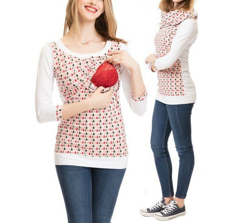 Macierzyński bluza z kapturem wiosna ciąża odzież dla ciężarnych kobiet karmienie piersią topy z kapturem T-Shirt jesień laktacja odzież