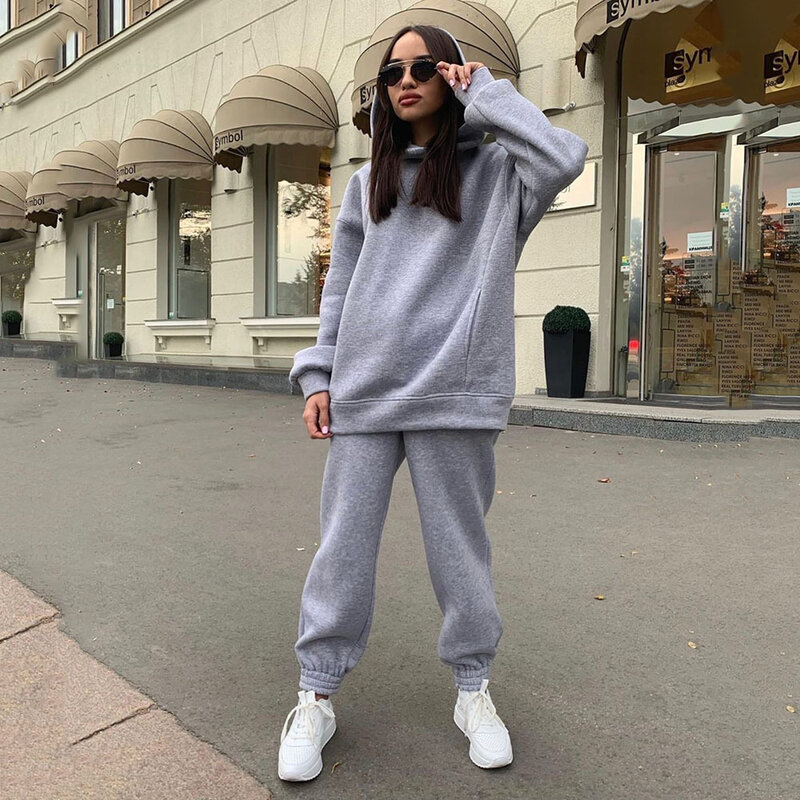 Two Piece Outfits Oversized Hoodie and Pants Casual Sport Suit Winter Two Piece Set Woman Set Autumn Women's Tracksuit