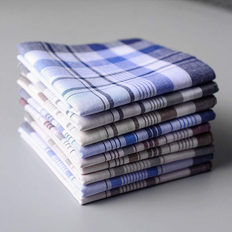 Man Cotton Handkerchief Color Random Plaid Striped Square Business Gentleman Pocket  Hanky Classic Style 38 cm*38 cm 1 Piece