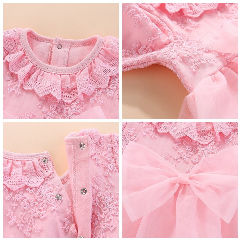 Комплект одежды для девочек на новый год 2022, розовое кружевное платье принцессы для маленьких девочек, детское праздничное платье на свадьб...