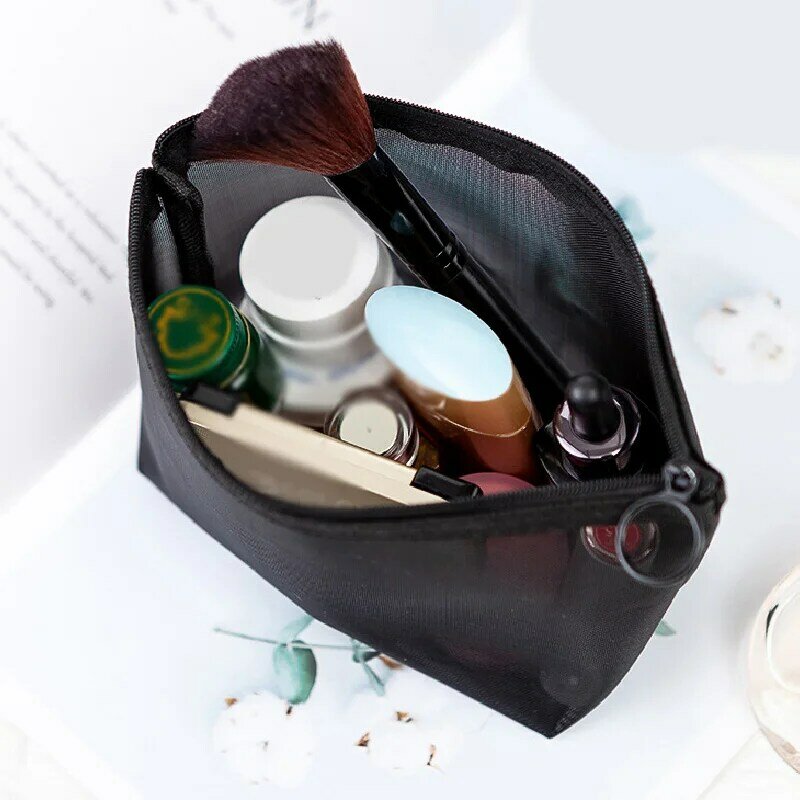 Bolsa de cosméticos masculina, bolsa de viagem de malha preta de higiene pessoal, organizador de maquiagem, bolsa portátil para lavagem de beleza, nova, 2020
