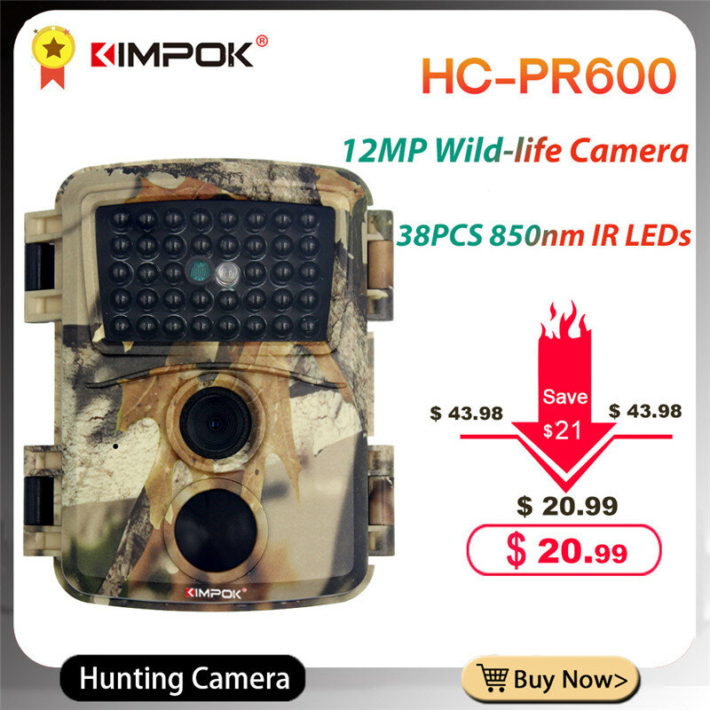 Câmera de caça kimpr600, câmera fotográfica de trilha de 12mp, com visão noturna, termovisor, para caça