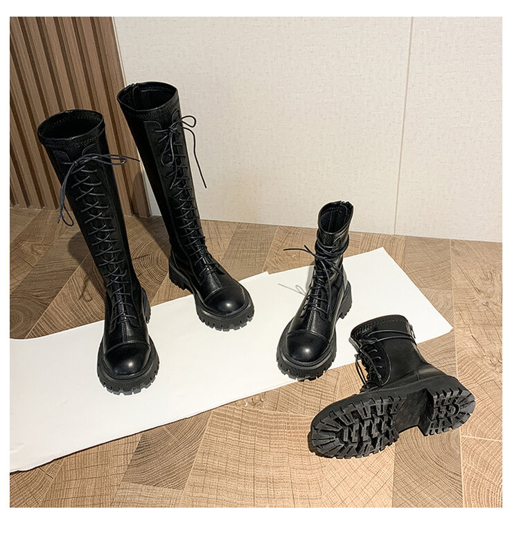 Frauen Über-die-Knie Stiefel, Schwarz Leder Dicken Boden Wohnungen mit Warme Fleece,2021 herbst/Winter Mode Luxus frauen Schuhe