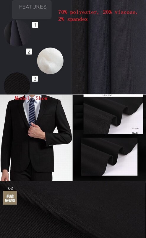 Costume d'affaires pour Homme, noir ou kaki, Costume d'affaires, 3 pièces, Blazer, avec pointe et revers (veste + pantalon + gilet)