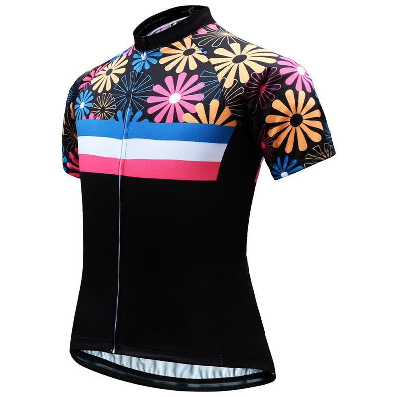 Women's Cycling Jersey Short Sleeve Mountain Bike Bicycle Shirts MTB Bike Jersey Full Zipper Pockets Bicycle Wear Whole sales