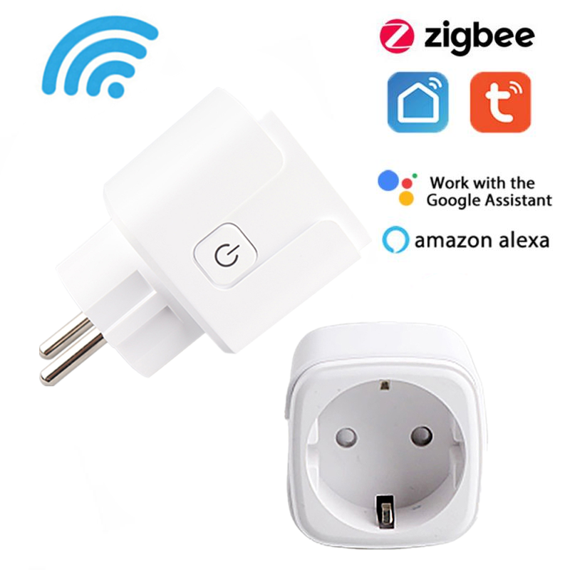 1/5pcs Tuya Zigbee Smart Socket 16A EU Plug SmartLife APP Remote Control Work with Alexa Google Home Voice Smart Home Timing