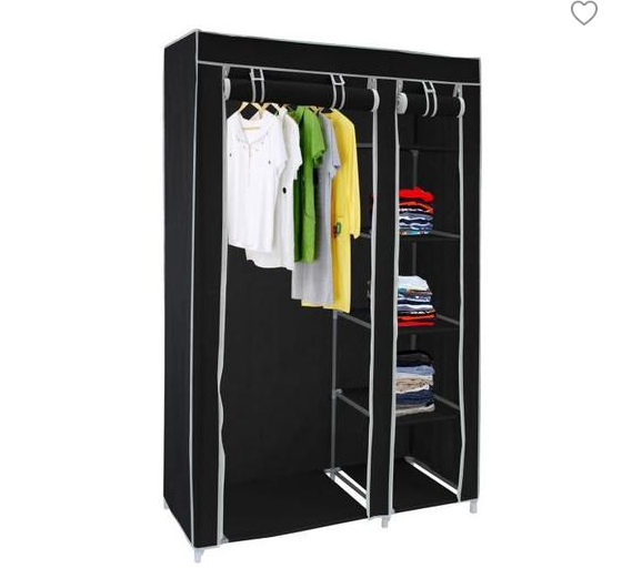 Garde-robe en tissu noir multi-usages, armoire Portable pliable étanche pour vêtements, meuble de rangement HWC